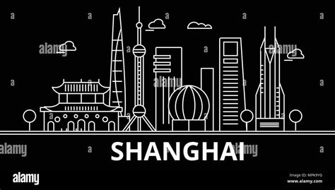 Shanghai Silhouette Skyline China Shanghai Vector City Chinese