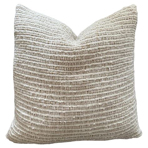 custom nubby gray linen accent pillow with down feather insert for sale at 1stdibs