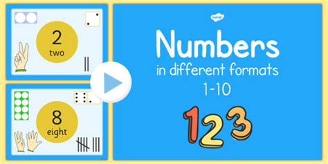 Numbers 1 10 In Different Formats Presentation