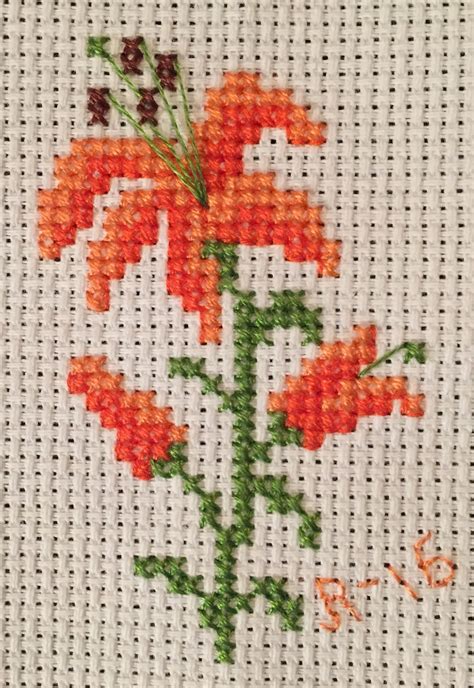 Small Flower Cross Stitch Pink Cross Stitch Floral Cross Stitch