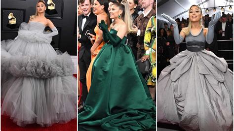 Ariana Grande Emerald Green Strapless Ball Gown Grammy Awards
