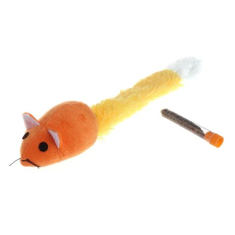 Qupida Cat Toys Teaser Long Tail Plush Mouse Catnip Interactive Pet