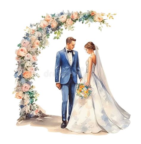 Bride Groom Watercolor Stock Illustrations 2270 Bride Groom