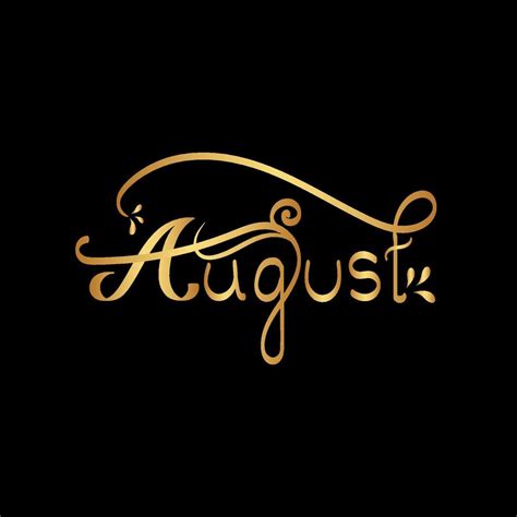 August Calligraphy Hand Lettering Designfloral Flower Calligraphy