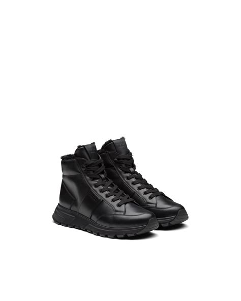 Black Prada Prax 01 High Top Sneakers Prada