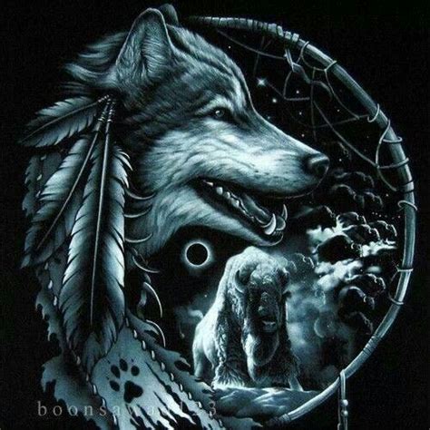 Beautiful Native American Wolf Wolf Dreamcatcher Indian Wolf