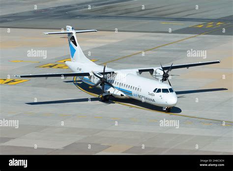 Air Botswana Atr 72 Airplane Taxiing Inbound From Gaborone Aircraft Of