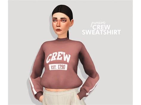 The Sims 4 Crew Sweatshirt By Puresims Sims 4 Sims Sims 4 Clothing