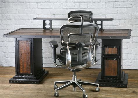 Reclaimed Wood Desk Industrial Office Desk Home And Living Office
