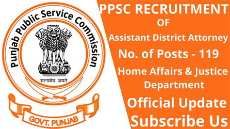 Ppsc Posts Of Assistant District Attorney Recruitment Ppsc