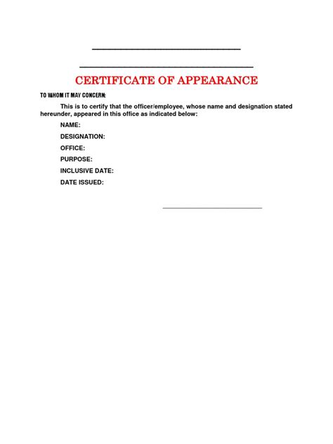 Certificate Of Appearance 2 Pdf Business