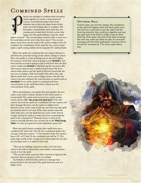 Combined Spells UnearthedArcana Dungeons And Dragons Homebrew