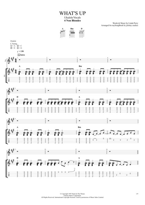 Whats Up By 4 Non Blondes Ukulelevocals Guitar Pro Tab