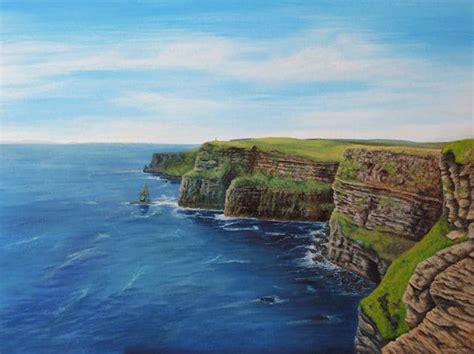 Irish Seascape Painting Of The Cliffs Of Moher In Acrylic