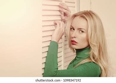 Woman Long Blond Hair Posing Window Stock Photo 701071135 Shutterstock