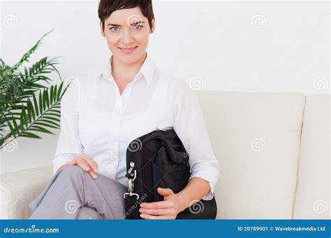 Short Haired Brunette Businesswoman Stock Image Image Of Interior