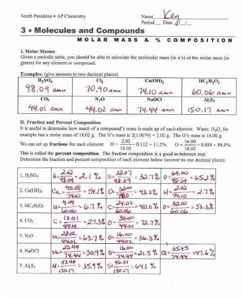 Percent Composition Worksheet Answers Elegant Percentage Position