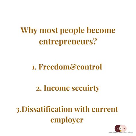Select Reasons Why People Become Entrepreneurs
