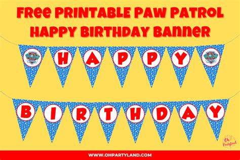 Free Printable Paw Patrol Birthday Banner Oh Partyland