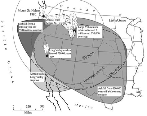 Map Of Volcanic Ash Fall As A Result Of Eruptions From Yellowstone Us Geological Survey