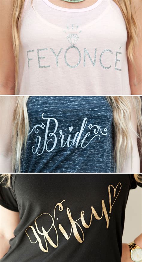 Its a proposal, to ask your bff to be your bridesmaid! DIY - Iron-on Glitter Bride, Feyoncé + Wifey Shirts