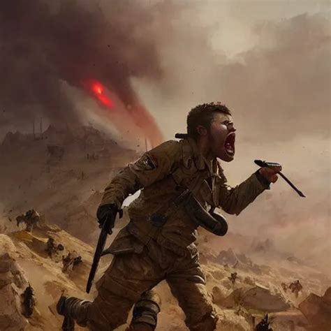 A Soldier Screaming During An Battlefield Matte Stable Diffusion