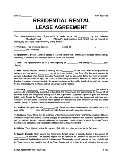 Free Simple Residential Lease Agreement Template South Africa