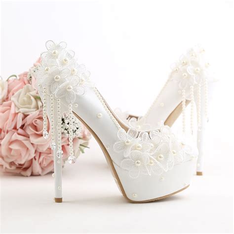 Diamond White Platform Bridal Shoes Bridal Shoes Platform High Heels