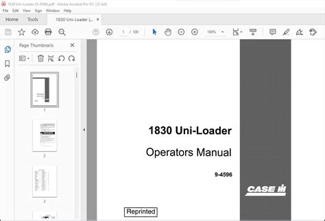 Case 1830 Uni Loader Operators Manual 9 4596 Pdf Download