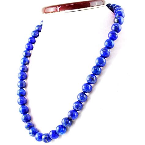Genuine 71350 Cts Round Shape Blue Lapis Lazuli Beads Necklace Wow