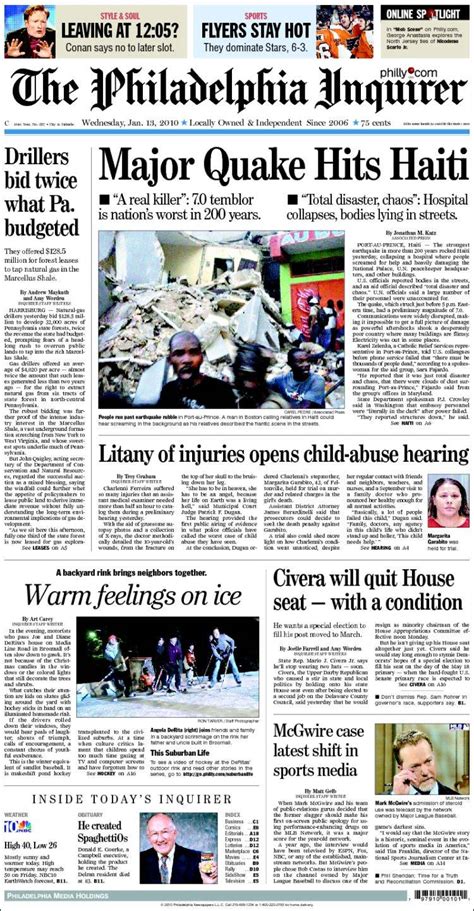 Newspaper Philadelphia Inquirer Usa Newspapers In Usa Wednesdays