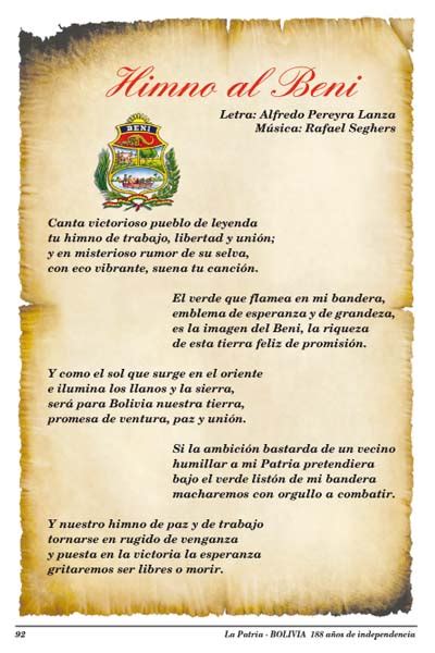 Himno Al Beni Periódico La Patria Oruro Bolivia