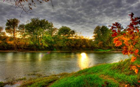 Sunset Autumn River High Definition Wallpaper Nature And Landscape