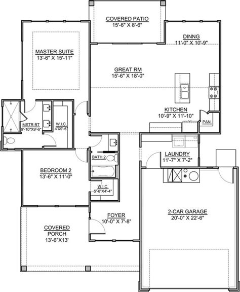 2 Bedroom 1 Story Floor Plans
