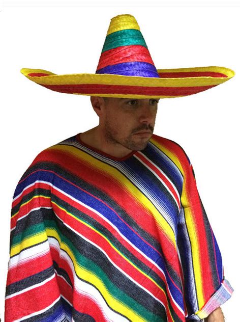 Adult Multi Colour Mexican Straw Sombrero Hat Fancy Dress Bandit Wild