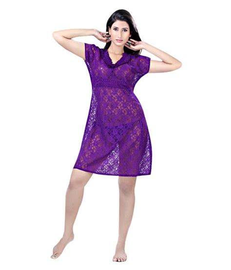 Buy Flavia Purple Net Nighty With G String Panty Online At Best Prices