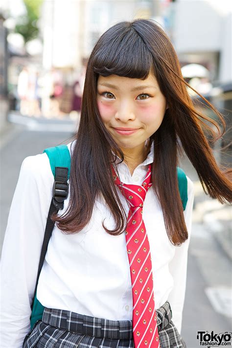 Cute Japanese School Uniform W Plaid Skirt Red Tie And Loafers Tokyo
