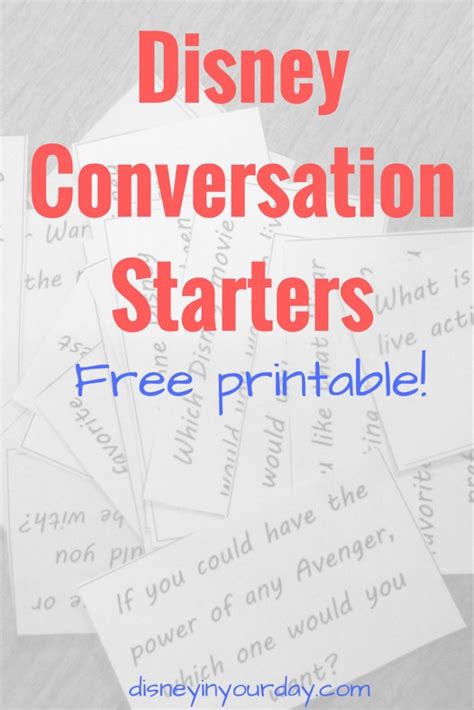 A conversation jar can help you get beyond small talk and start a fun, unusual conversation! Disney Conversation Starters - Disney in your Day