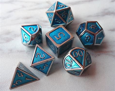 Blue Color Polyhedral Game Dice Blue Dnd Dice Set Dungeons And Etsy