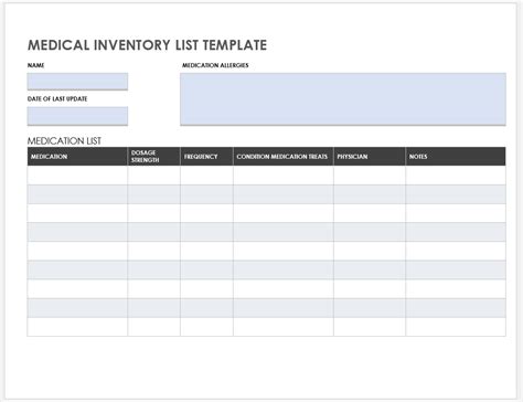 Dental Inventory List Template