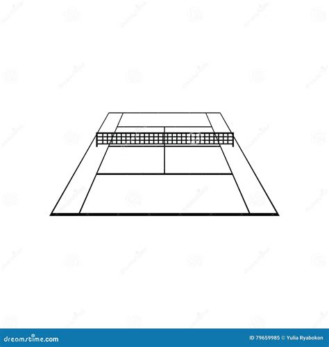 Tennis Court In Line Style Badminton Field Top View Outline Graphic