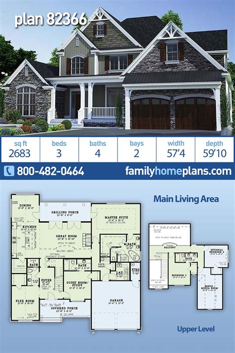 Plan 82366 Two Story Traditional House Plan Has 2683 Sq Ft 3