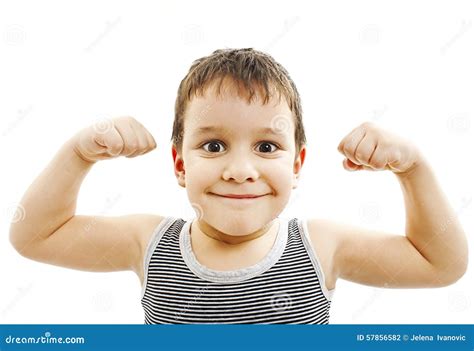 Strong Child Showing His Muscles Stock Photo Image Of Biceps Little