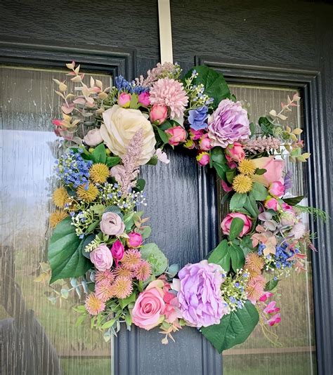 Luxury Faux Flower Front Door Wreath Door Decor Sparkles Glitter