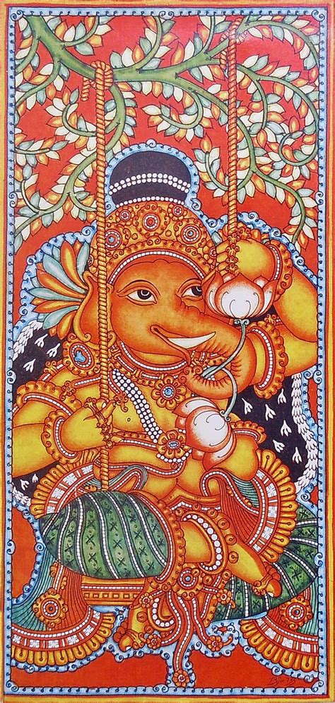 Ganesha On A Swing Mural Poster