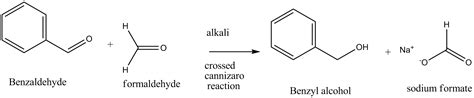 Benzaldehyde Reacts With Formaldehyde In The Presence Of Alkali To Form