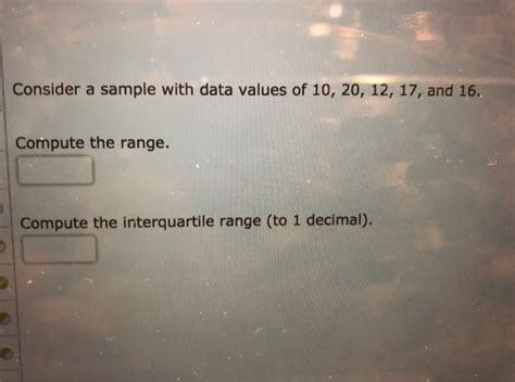 Solved Consider A Sample With Data Values Of 10 20 12 17