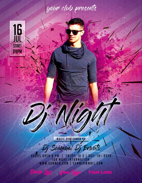 Dj Night Summer Party Flyer Poster