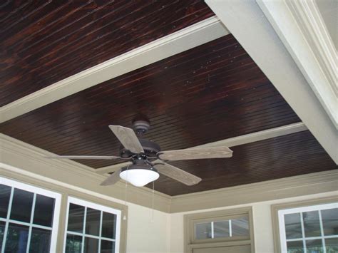 Dark Walnut Stain High Gloss Beadboard Ceiling Stained Beadboard Porch Ceiling