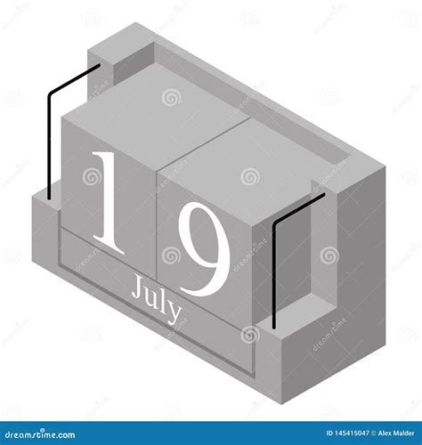 July 19th Date On A Single Day Calendar Gray Wood Block Calendar